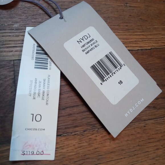 NWT NYDJ FOR CHICO'S flawless contour skinny ankle jeans in amparo blue (sz10) - Picture 6 of 12
